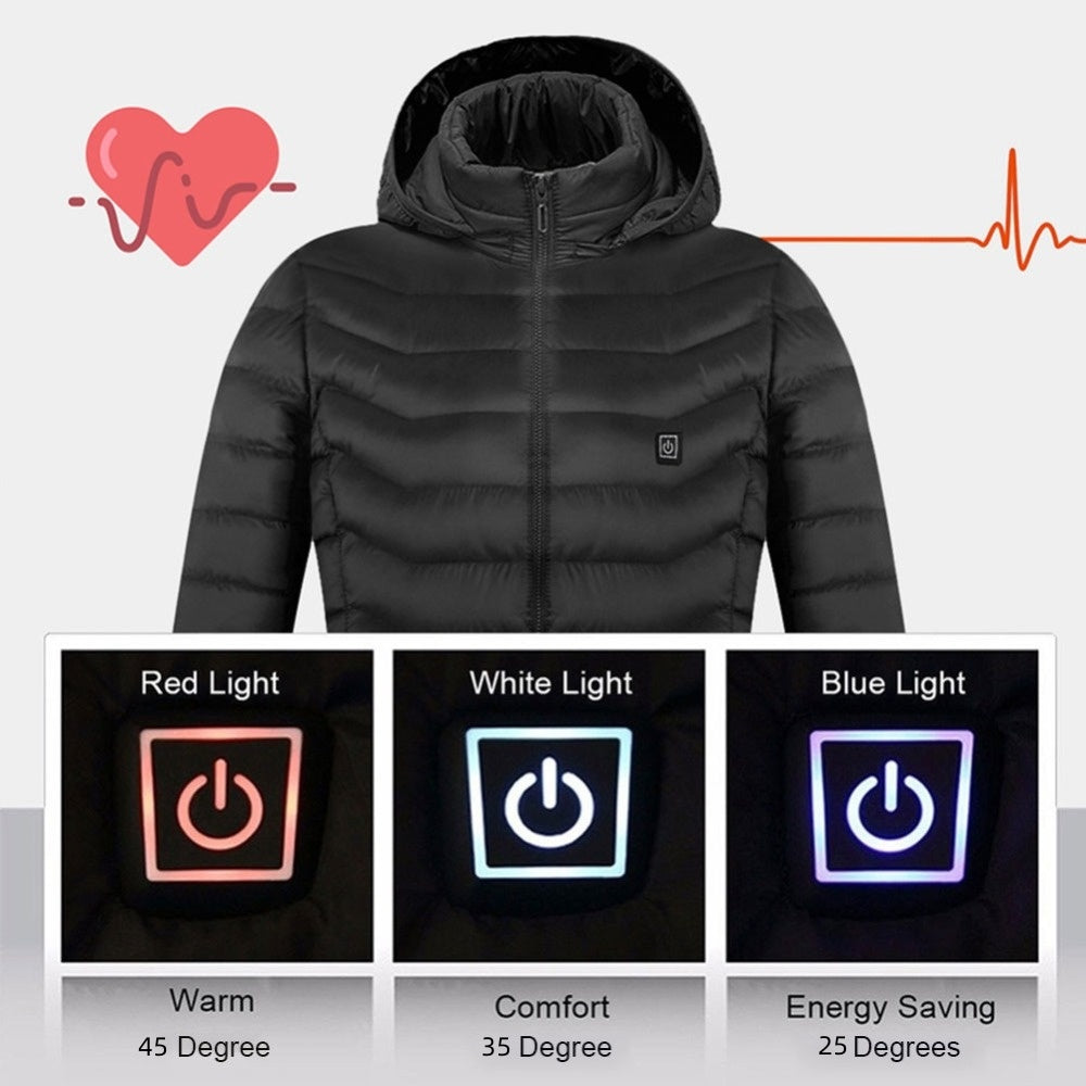 Winter Heated Jacket USB Electric Cotton Coat Zip-up Heater Thermal Clothing Heating Vest