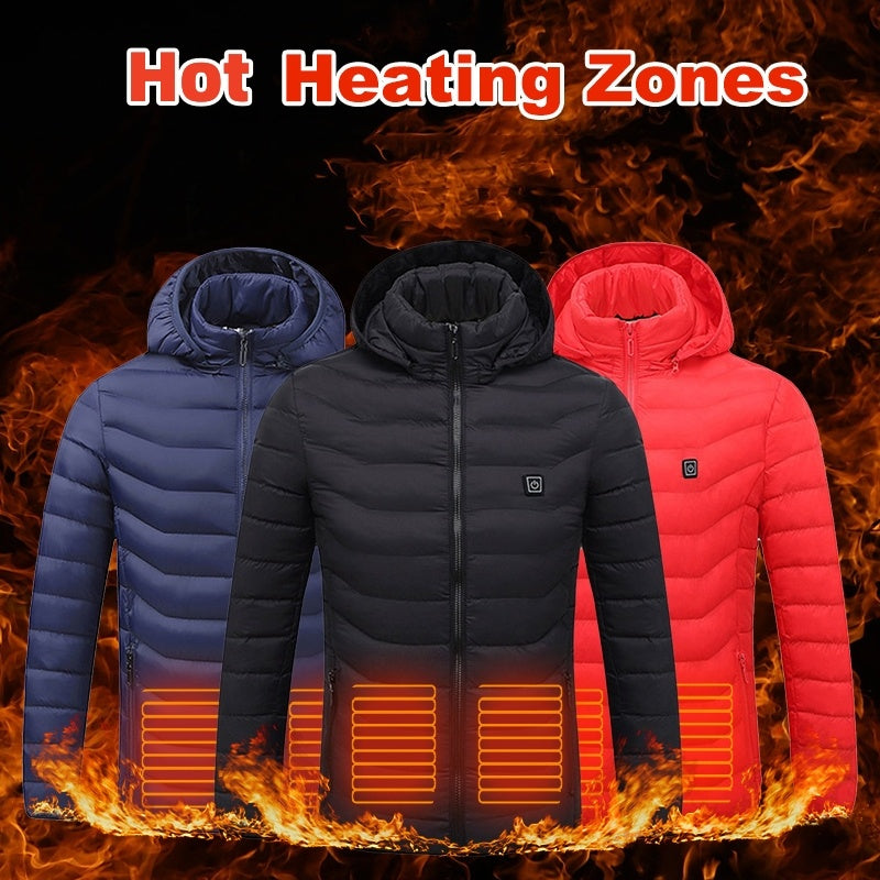 Winter Heated Jacket USB Electric Cotton Coat Zip-up Heater Thermal Clothing Heating Vest